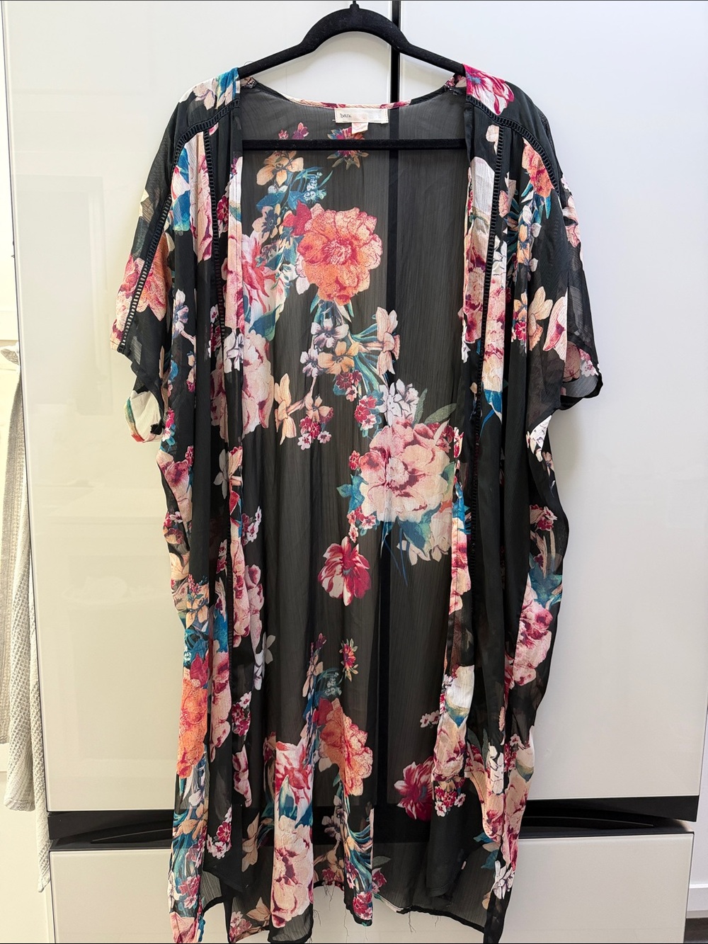 Band of Gypsies Black Floral Sheer Kimono